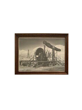 Oil Pump Photograph California Rig Vintage Petroleum Industrial Art Decor
